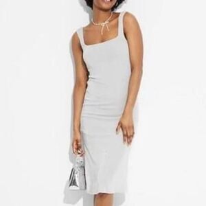 Wild Fable Silver Shimmer Midi Slip Dress Silver M Medium square neck women’s